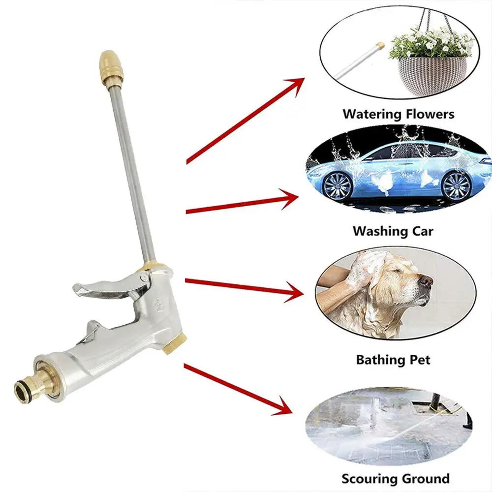 Водяной пистолет высокого давления, автомобильная мойка, Водоструйная металлическая садовая мойка, шланг, насадка, распылитель, полив, спрей, инструмент для очистки
