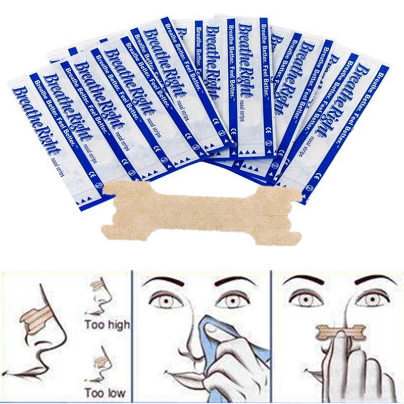 Полоски для носа против храпа 100 шт./лот (66x19 мм)|snore stopper|better breath nasal stripsbreathe right strips |