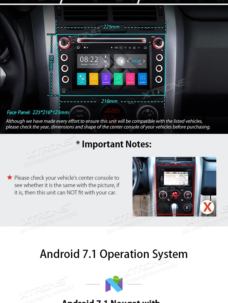 Top 7" Quad-Core Android 7.1 Nougat OS Car DVD for Suzuki Grand Vitara 2005-2013 with 2GB RAM 16GB ROM & Multi-Window View Support 2