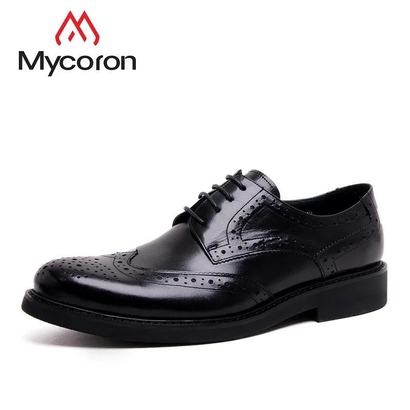 

MYCORON Luxury Product Men Brogue Shoes 2019 Carved Men Business Boots Round Toe Gentleman Men Leather Shoes Calzado Hombre