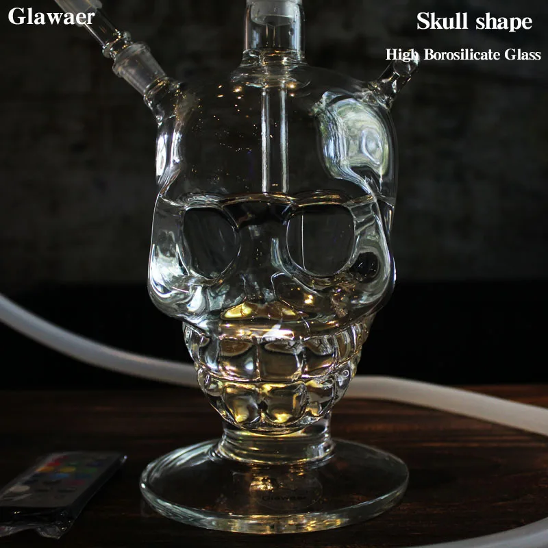 Glawaer Cool Skull Head Hookah Small Shisha Glass Healthy Smoking Water