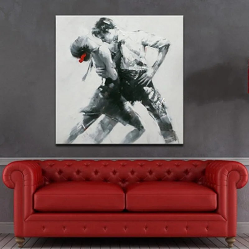 

Large Painting Modern Home Decor Wall Art White Black Dancer People Pictures Handpainted Abstract Figure Oil Paintings on Canvas