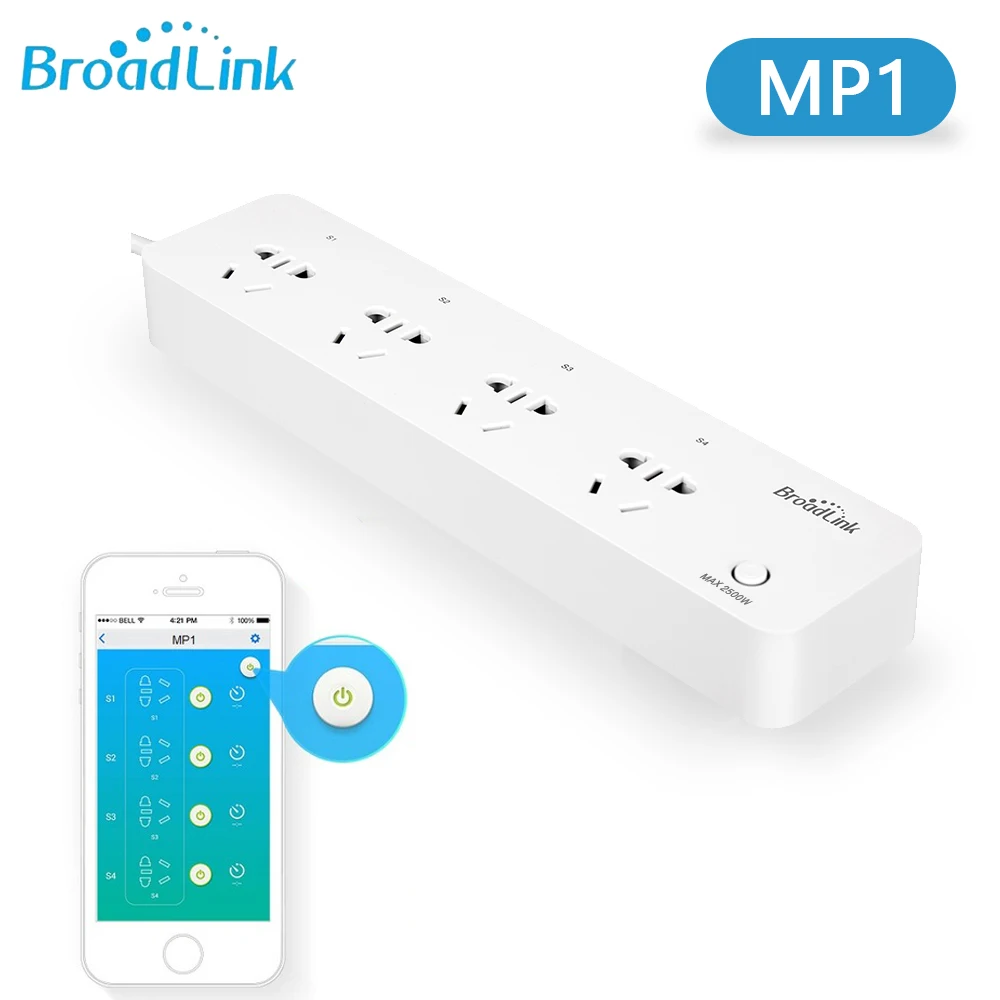 Broadlink силовая полоса MP1 WiFi умная розетка 4 гнезда AU UK US EU адаптер APP пульт дистанционного управления 250В 10А 2500 Вт 1,5 м дорожная силовая полоса