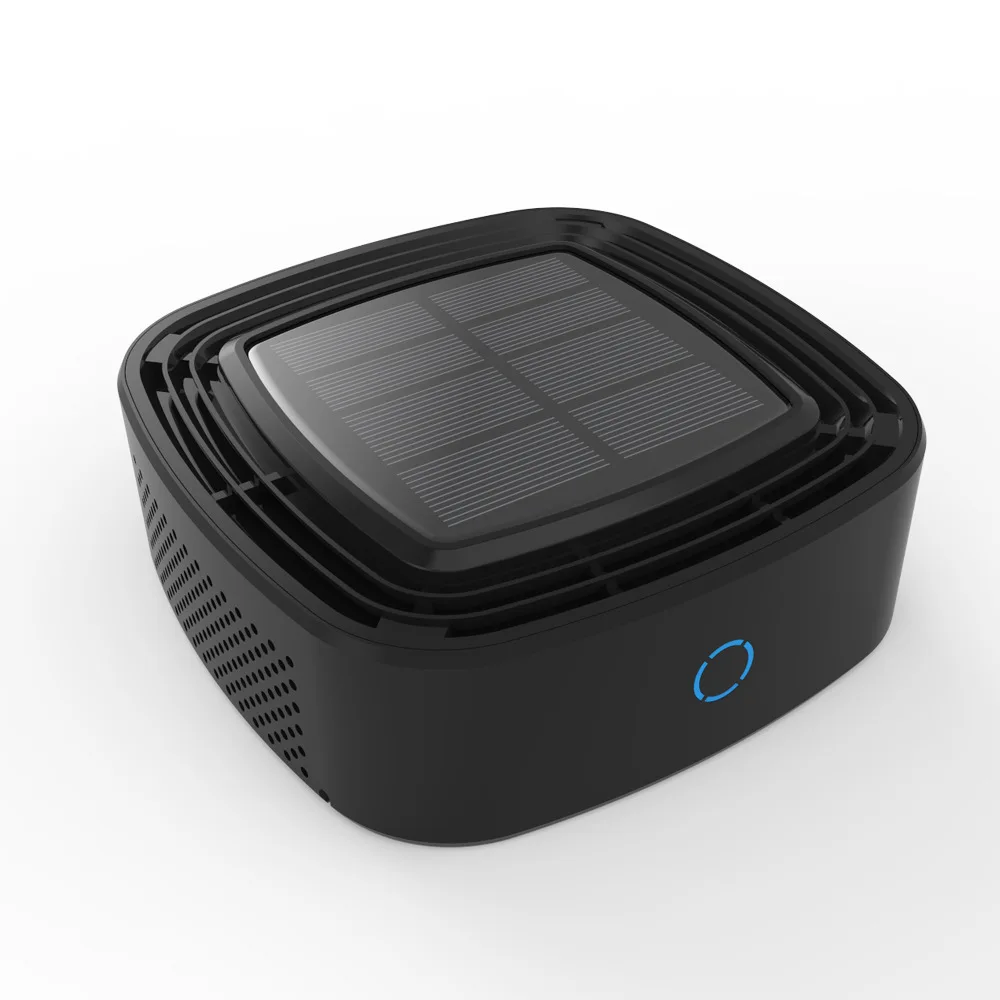 

Solar-powered on-board Air Purifier for Automotive Air Purifier for Formaldehyde Removal Haze Negative Ion Generator