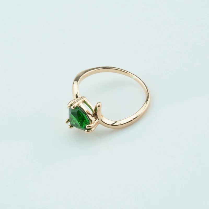 FJ 9 мм женские Девушки 585 золотого цвета кольцо с зеленым камнем кубический циркон новые кольца Оптово-розничные продажи ювелирных изделий