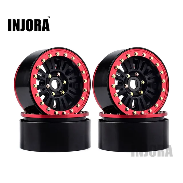 Cheap 4PCS Red Metal 1.9" Beadlock Wheel Rim for 1:10 RC Crawler Axial SCX10 90046 90047 TAMIYA CC01 D90 D110 RC Car Wheel Hub