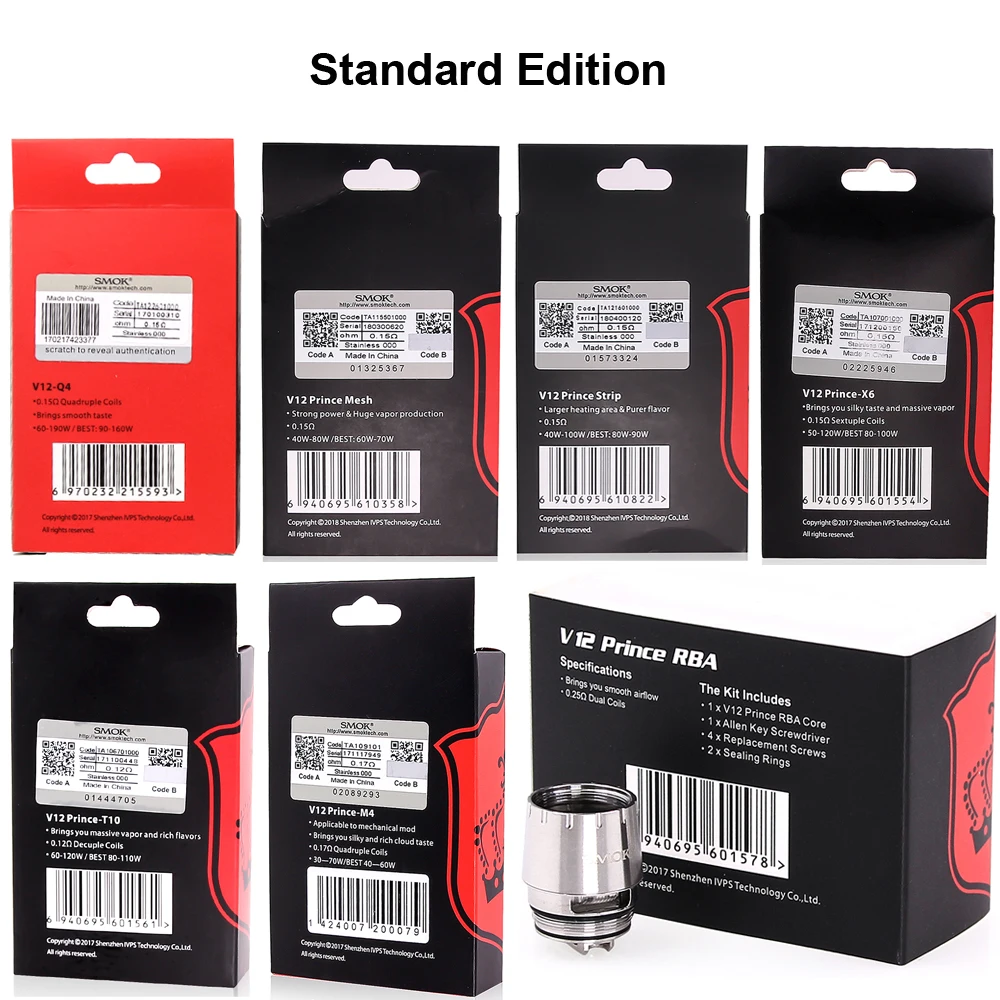 SMOK TFV12 Prince Coil RBA Q4 M4 T10 сетчатая полоса для электронной сигареты с сопротивлением ядро стекло для V12 Prince атомайзер X-Priv Vape