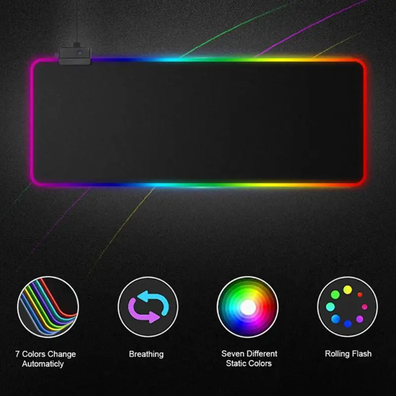 RGB 7 Красочный светящийся коврик для мыши игровой светодиодный Коврик Для Мыши для ПК ноутбука настольные аксессуары для ноутбуков