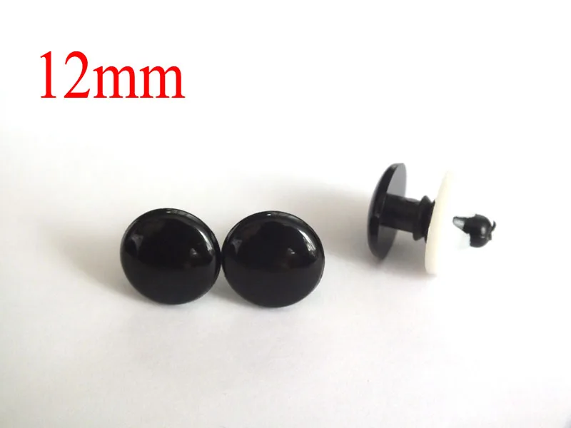 200pcs 12mm Flat BLACK Safety Eyes for Amigurumi Teddy Bear Doll Animal Puppet Craft Toy Part