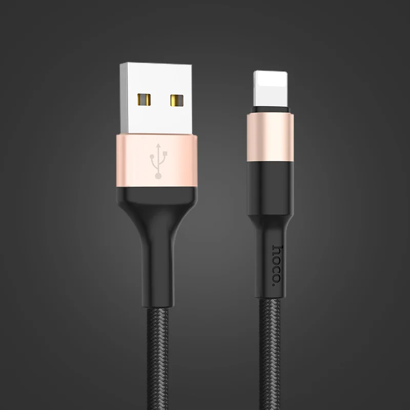 HOCO USB кабель для iPhone 11X8 7 6 5 6s plus, кабель для быстрой зарядки телефона, USB кабель для передачи данных для Apple IOS 11 iPad, USB кабель для зарядки - Цвет: Золотой