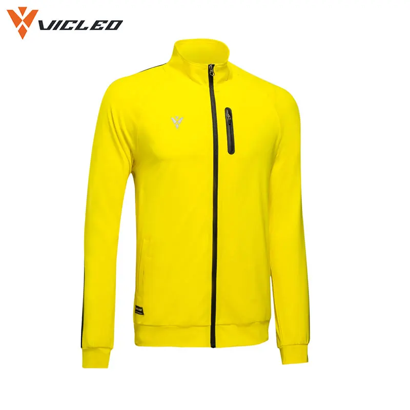 Vicleo ветрозащитные трикотажные куртки для футбола для мужчин, тренировочные осенние дышащие быстросохнущие куртки для фитнеса, тенниса, бега 16Z09001 - Цвет: Цвет: желтый
