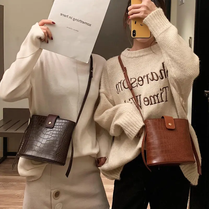 

Youbroer Hot Dark Department Small Bag Retro Croc Grain Crossbody Bags Korean Edition Schoolgirl Single Shoulder Bag Joker