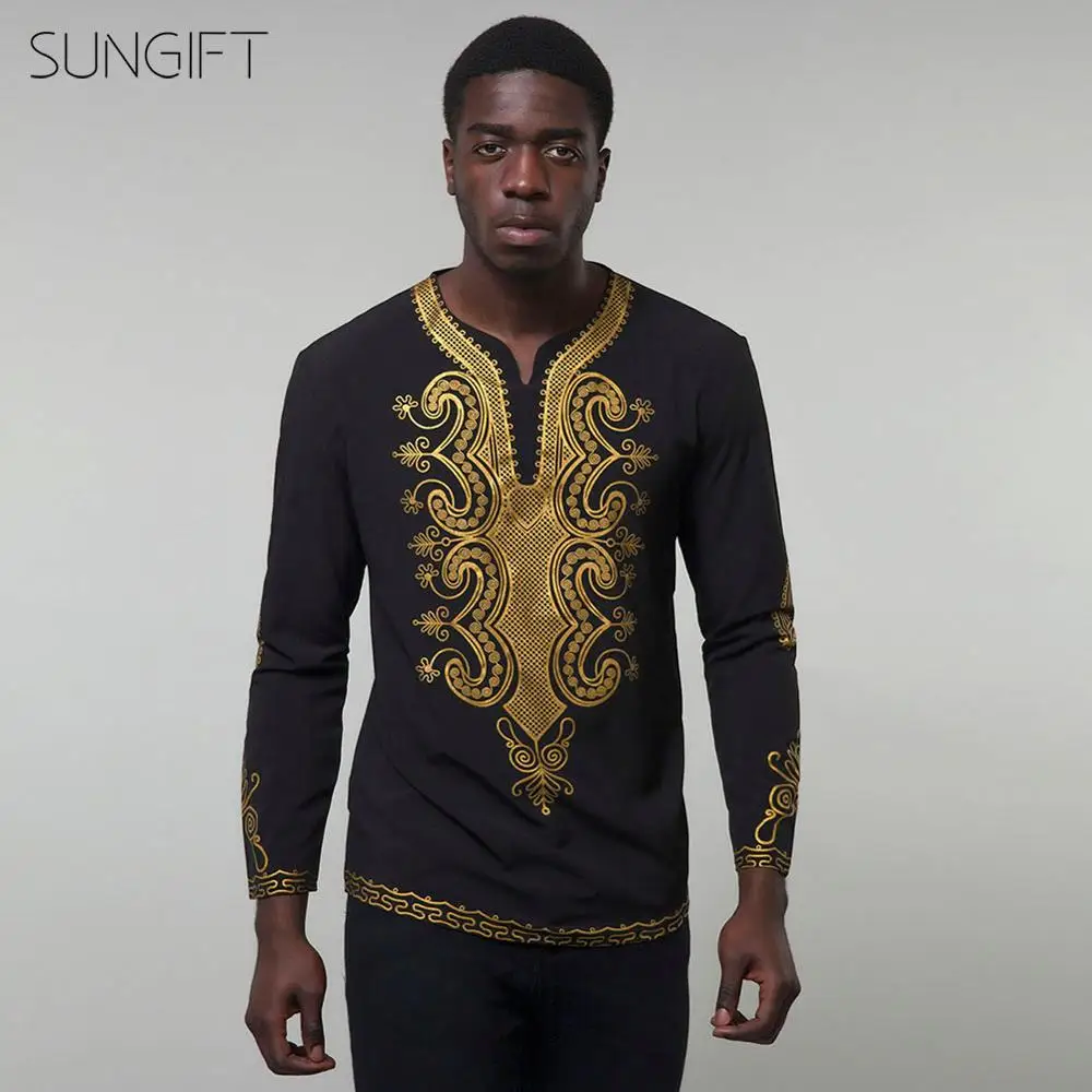 Мужская рубашка с длинным рукавом SUNGIFT Классическая в стиле Дашики треугольным