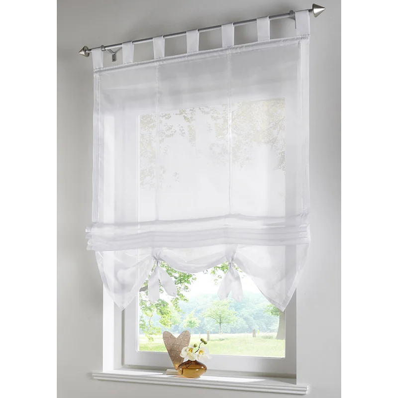 

Cortinas European Style Roman Hanging Curtains For Kitchen Tulle Solid Sheer For Bedroom Window Voile Panel Lifting Curtain
