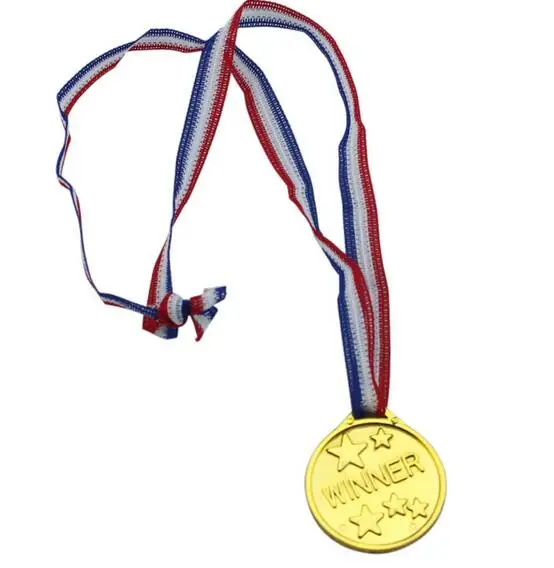 

100pcs/lot Children Gold Plastic Winners Medals ,Toy medals plastic gold medal children 's toys party supplies