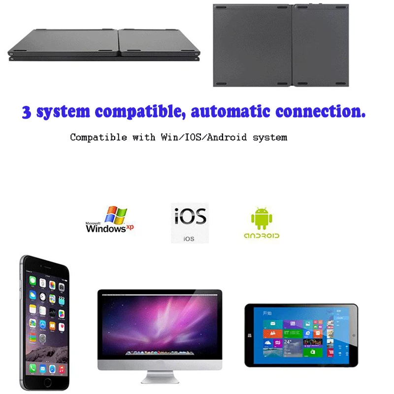 

Tri-Folding Wireless Bluetooth Keyboard with Ttouchpad for ipad/Iphone/Macbook/PC computer/Android tablet Galaxy Tab S3