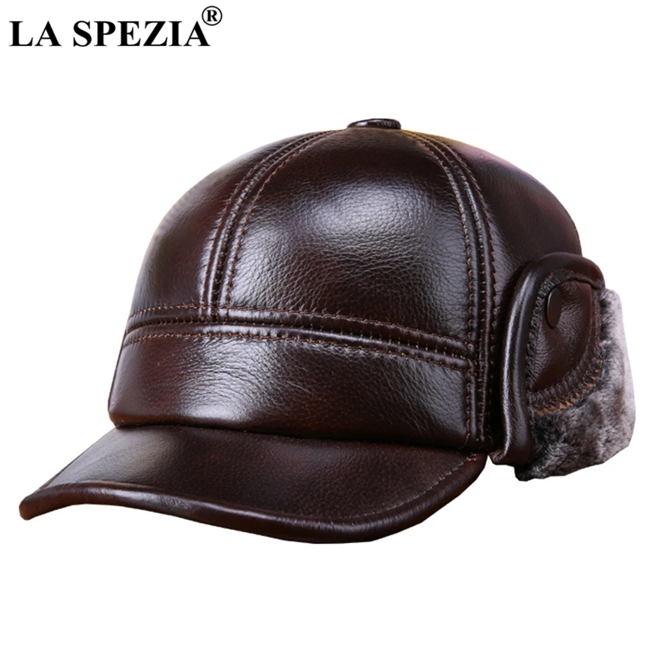 mens leather hat with ear flaps