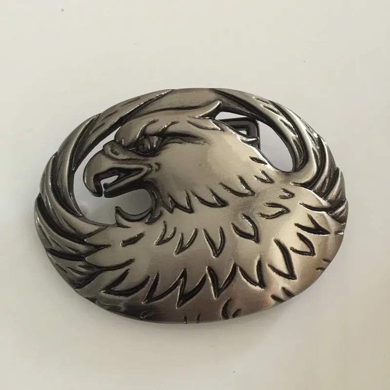 Retail New High quality Oval Cool 3D Silver Eagle Men&#39;s belt buckle With Metal Fashion Mens belt ...