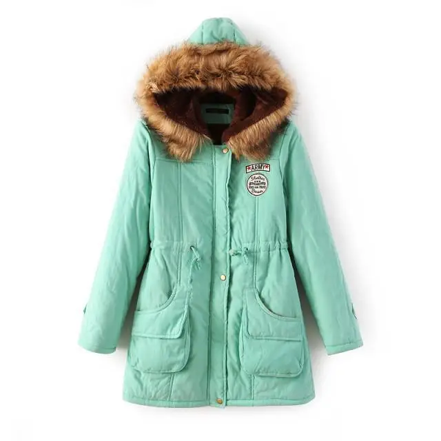 Модное зимнее пальто с капюшоном для женщин облегающего размера плюс верхняя одежда средней длины стеганая куртка из плотного хлопка и флиса теплая хлопковая парка