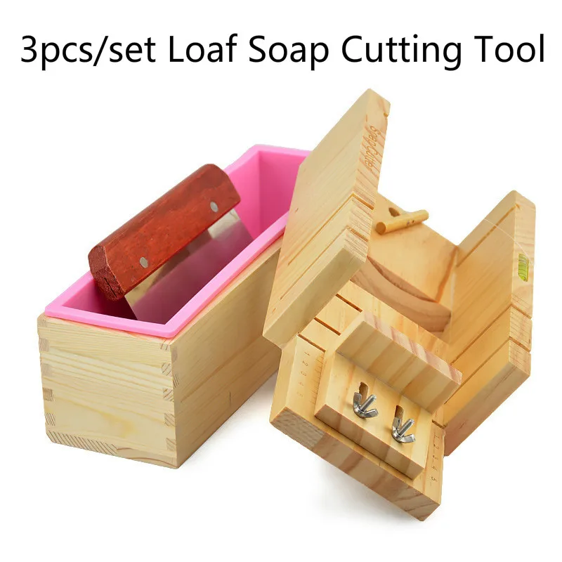 

3pcs/set Soap Making Tools Wood Cutting Box+Silicone Mold+Straight Blade DIY Soap Cutters Manual Soap Supplies