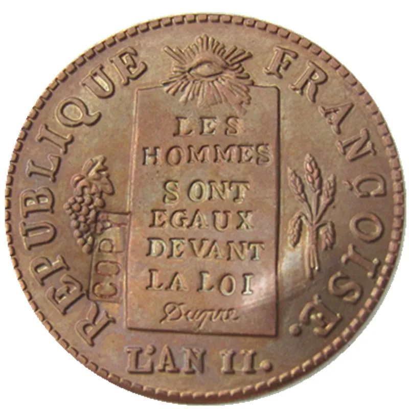

France 1793L 1/2S 100% Copper Copy Coins