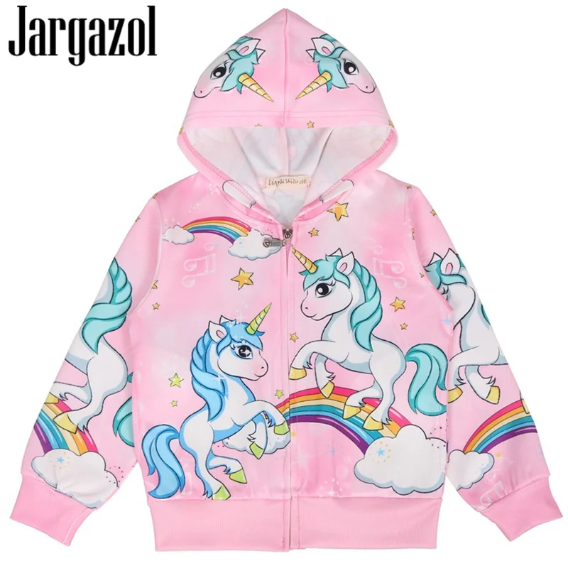 

Jargazol Kids Jacket Autumn Cartoon Unicorn Hooded Coat Fall Toddler Girls Coats and Jackets Cute Outwear Children Hoodies