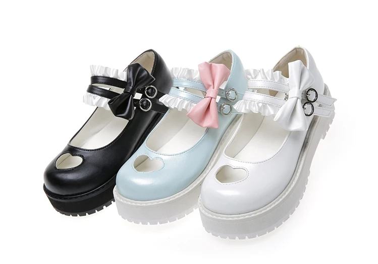 Ulzzang/сезон весна-лето; коллекция года; обувь Kawaii в Корейском стиле с милым бантом в форме сердца; женская обувь для костюмированной вечеринки в стиле Лолиты