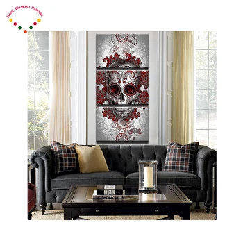 

3pcs 5d Diy spuare&round Colored skull 5d diamond painting 5d diamonds decorative living room diy 5d diamond embroidery kits