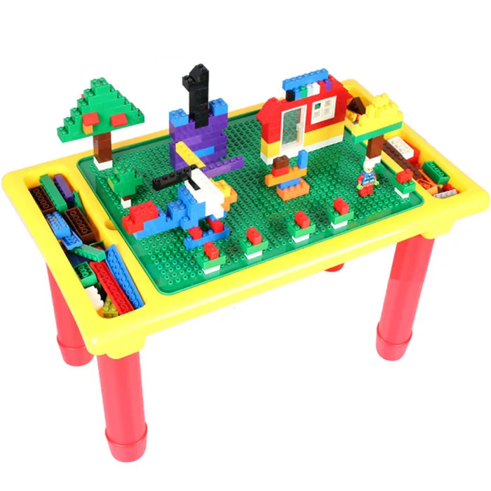 Многофункциональные маленькие частицы, настольные строительные блоки, игра и письмо, настольная игра, Детский обучающий стол, развивающие игрушки DIY - Цвет: desk and 200x blocks