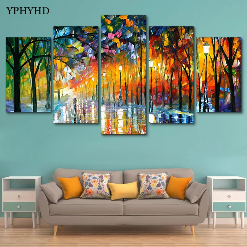 

YPHYHD Modern Home Decor 5 Piece Abstract Canvas Art Print Poster Picture Frame Modular Painting on the Wall Decoration Pictures