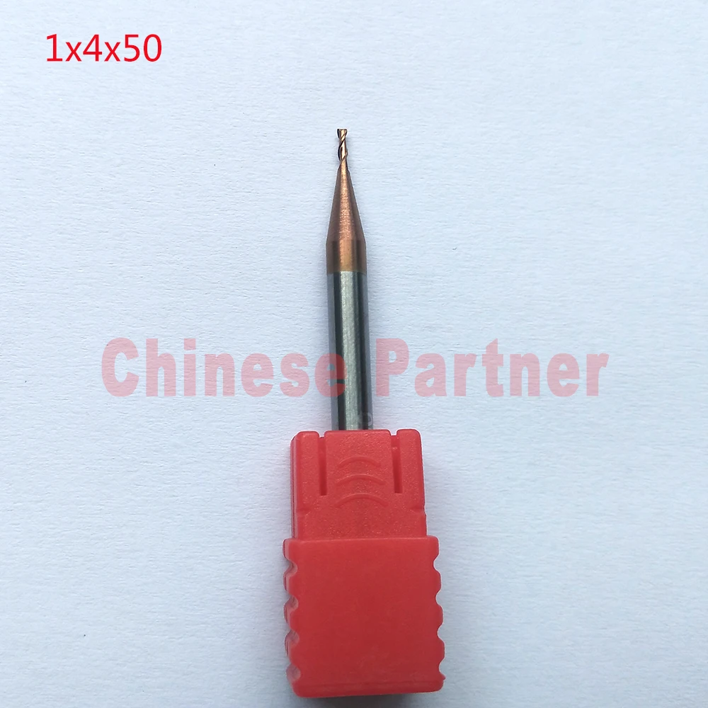 

1pc 1mm hrc55 1x4x50 2 Flutes Bronze Flat end mills solid carbide Milling cutter Tools Carbide CNC Endmill Router bits