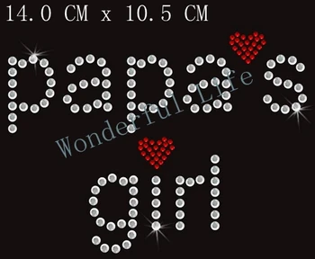 

Wonderful life Wholesale free shipping red with white clear crystal papa's girl hotfix iron on rhinestone transfer designs