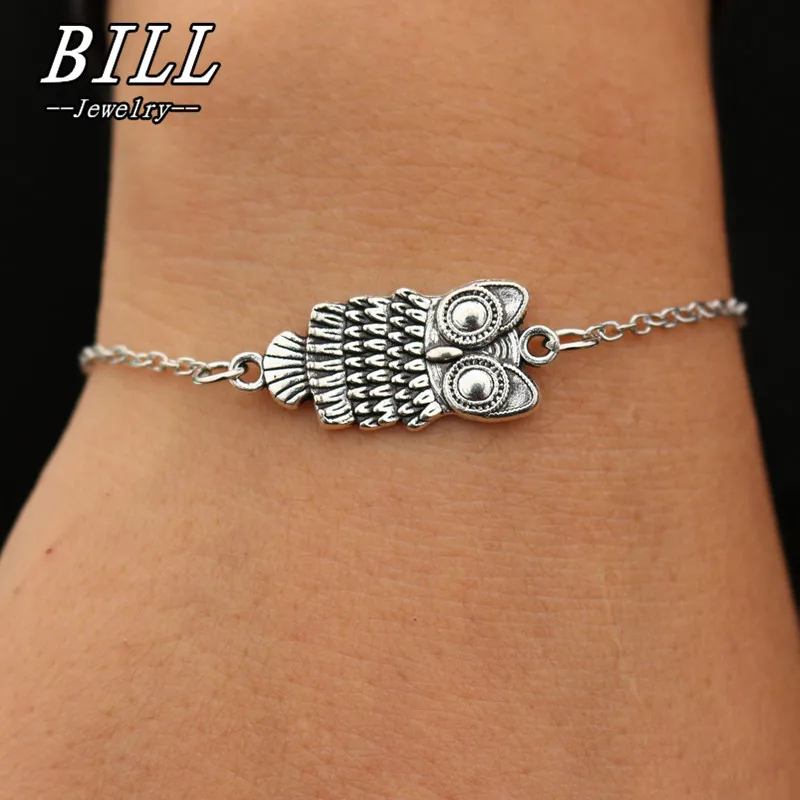 

SL181 Vintage Owl Bracelets pulseras mujer For Women Retro Silver Plated Bohemian Jewelry hibou Bracelet feminina 2018 Promotion