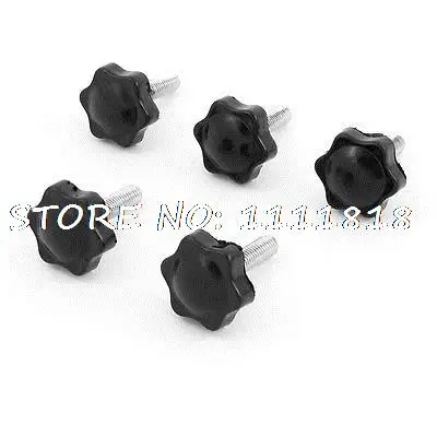 

M8 x 30mm Male Thread 32mm Star Shaped Head Clamping Knob Black 5 PCS
