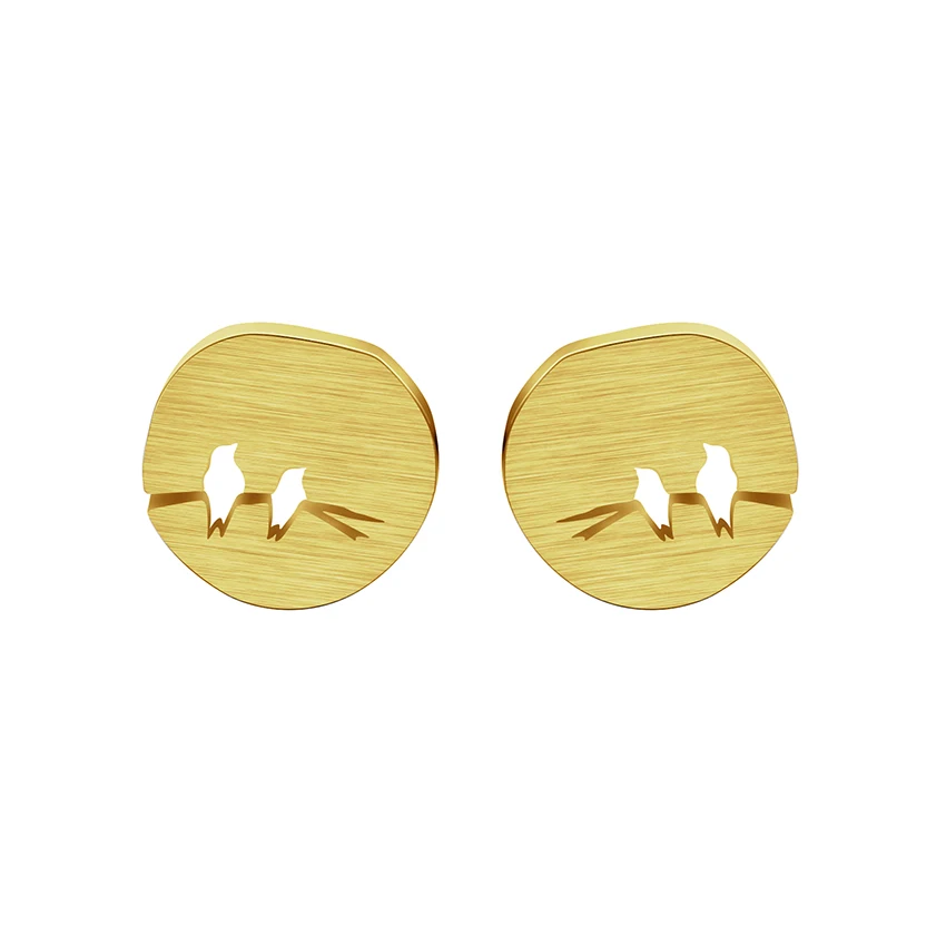 

Vintage Bird Branch Women Metal Stud Earrings Hollow Personality Gold Stainless Steel Earring Animal Gifts Party Oorbellen