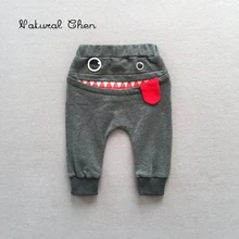 Повседневные осенние штаны с рисунком для маленьких мальчиков Хлопковые Штаны-шаровары свободные штаны для новорожденных