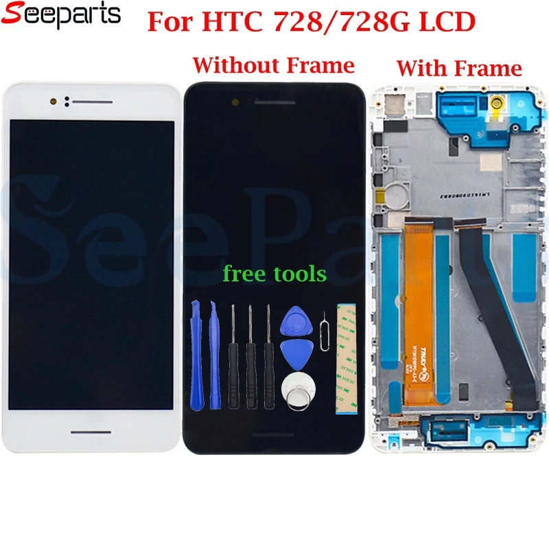 For HTC Desire 728 LCD 728G Display Touch Screen Digitizer Assembly With Frame Replacement Parts For 5.5 HTC 728 LCD