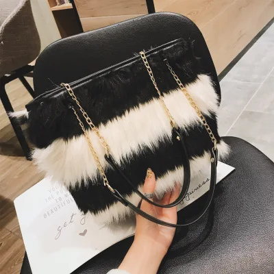 Стильная зимняя разноцветная меховая женская сумка Luxuy Handle Totes дизайнерский