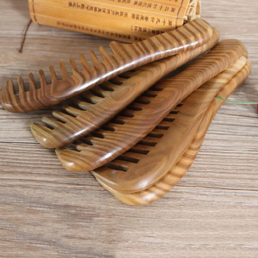 1 шт. Уход за волосами натуральный массажер для головы гребни ручной работы деревянный сандаловое дерево широкий зуб гребень деревянный