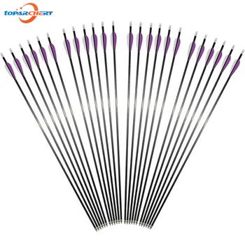 

24pcs 31'' (79cm) Mixed Carbon Arrow for Recurve Compound Bow Hunting Shooting Games with Replaceable Arrowhead & 3'' Feathers