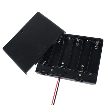 

High Quality 6xAA Batteries Holder Storage Case Plastic 1.5V Battery Case ON/OFF Switch with Cap Wire For 6 X 1.5V AA Battery