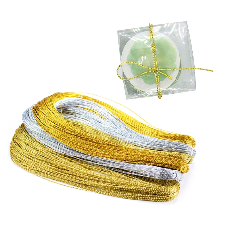 91 м(100 ярдов) Золотые/серебряные сверкающие шнуры для самостоятельной упаковки подарков, бирка на веревке для свадебных цветов, декоративная веревка для рукоделия