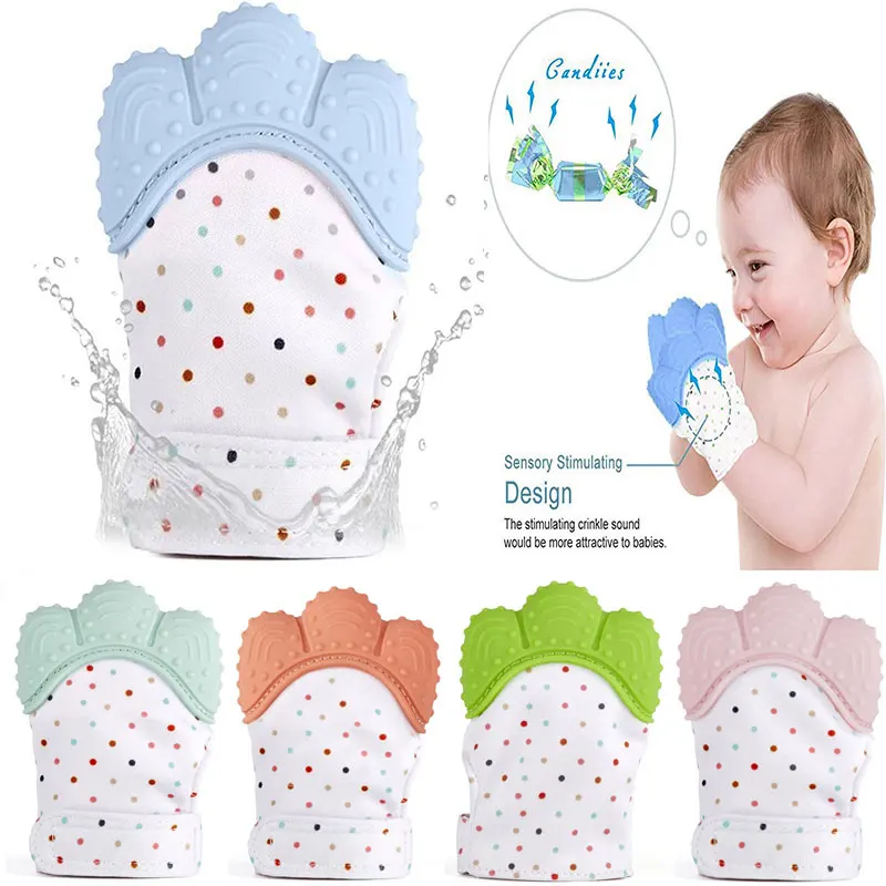 

Silicone Baby Teether Pacifier Glove Natural Thumb Sound Teething Newborn Nursing Mittens Teether Beads Infant BPA Free
