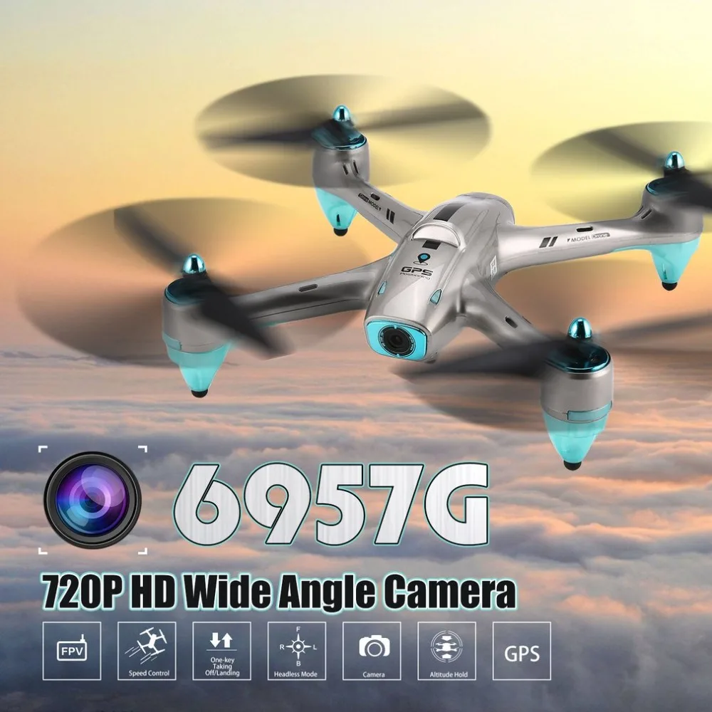 

6957G 2.4G GPS Positioning 720P HD Wide Angle Camera FPV RC Drone Quadcopter Real-Time Follow Me One Key Return 360'Flips