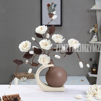 

Minimalist Creative Simple Fashion Dried Crystal Flower + Ceramic Vase Home Craft Room Bar Wedding Decoration Handicraft