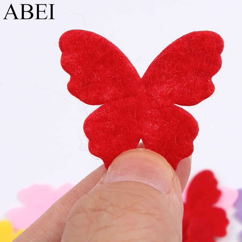 200pcs/lot Butterfly Felt Pads Cartoon Animal Patch Stick On Felt Fabric Pad DIY Making Cards Scrapbooking Decoration Material