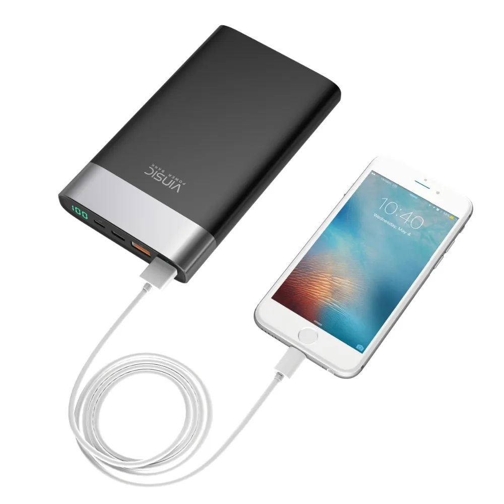 Cargador de batería externo Vinsic 20000mAh carga rápida 30 QC3.0 Dual USB tipo C para Samsung iPho
