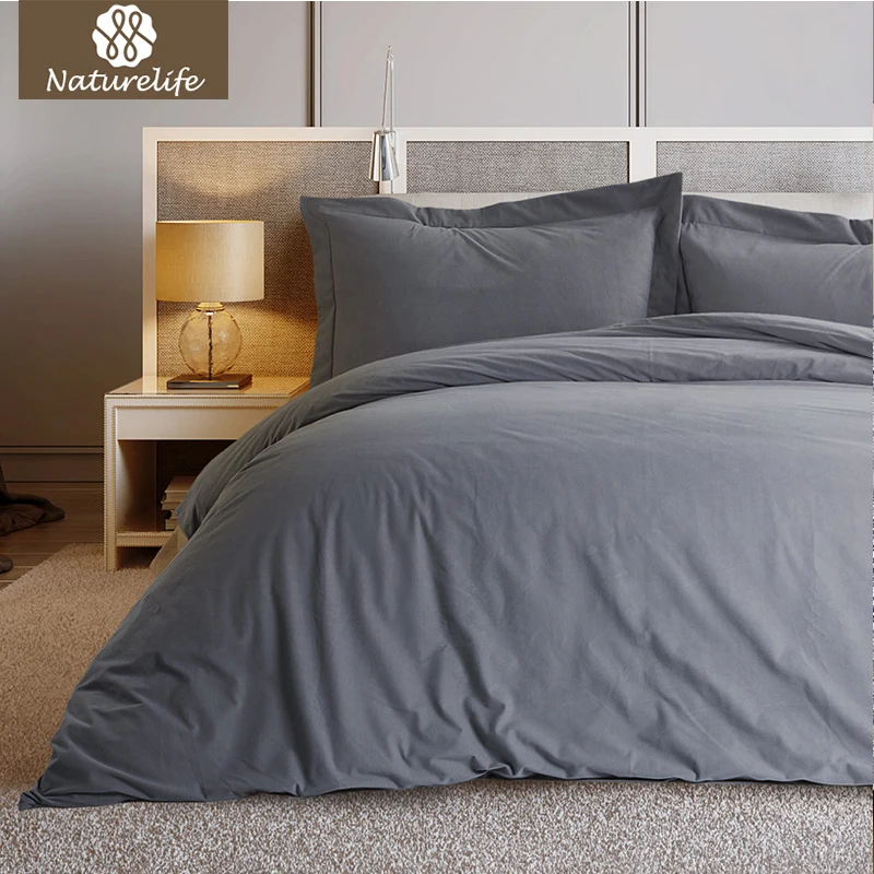 

Naturelife Solid Flannel Duvet Cover Set Luxury Warm Winter Comforter Cover Set Breathable Polyester Coverlet Set
