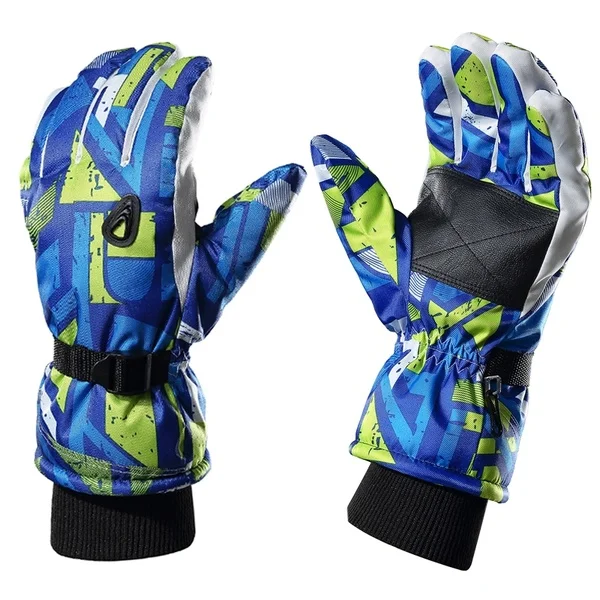 Профессиональные всесезонные водонепроницаемые перчатки для катания на лыжах для мужчин, лыжные перчатки для улицы, зимние теплые перчатки - Цвет: Синий