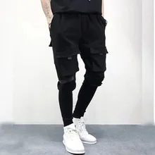 Больше карманов мужские новые модные лоскутные брюки карго шаровары, штаны для бега повседневные хип хоп мужские уличные спортивные штаны длинные брюки